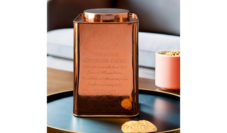 Orsina Chai Square Copper Finish Cookies Canister