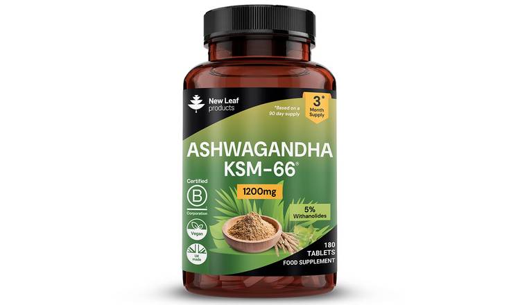 New Leaf Ashwagandha KSM-66 Root Extract 1200mg Per Serving - 180 Tablets