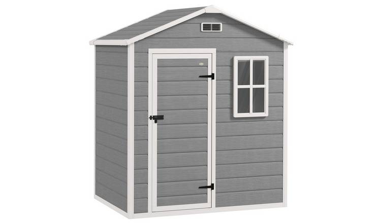 Outsunny Garden Shed with Floor and Plastic Apex - Grey