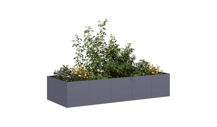 Walplus Steel Garden Planter - Anthracite - 200 x 80 x 40 cm