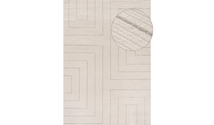 The Rugs Cream and Grey Carmel Modern Geometric Rug - 240 x 340cm