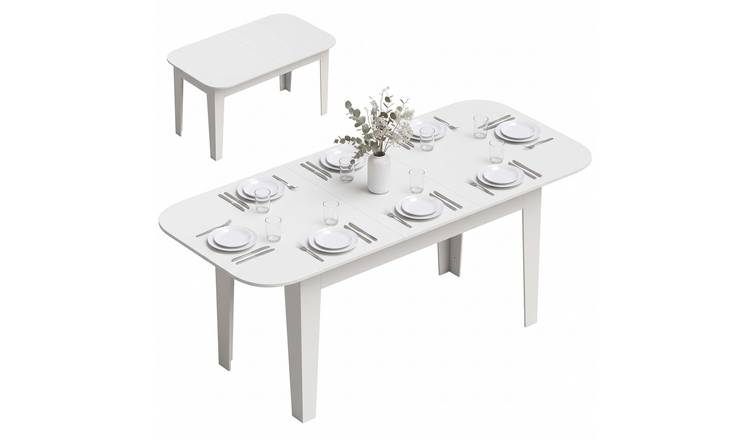 HOMCOM 4 to 6 Seater 140-180cm Extendable Oval Dining Table – White