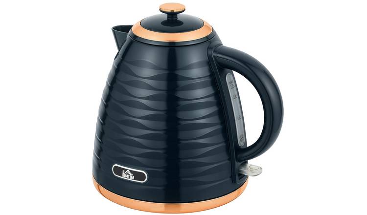 HOMCOM Cordless Electric Kettle - Dark Blue Water Ripple Texture