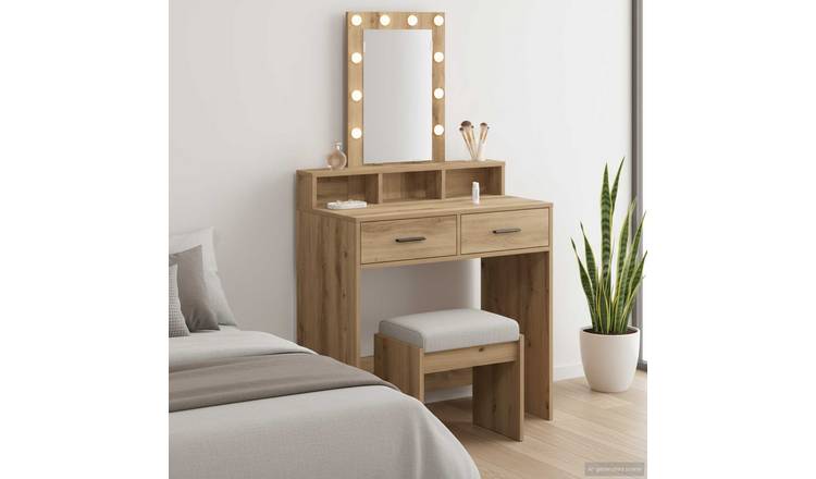 Walplus 1 Drawer Wood Dressing Table Wall Mounted - Brown - 79 x 41 x 140 cm