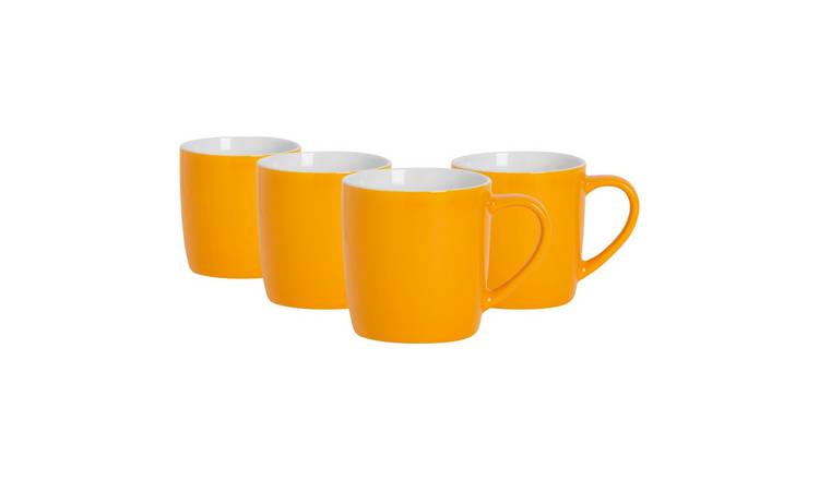 Argon Tableware Coloured 350ml Coffee Mugs Pack of 4 - Yellow