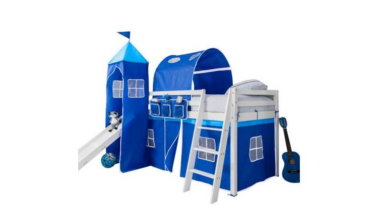 Noa & Nani Moro Midsleeper Cabin Bed With Slide & Brilliant Blue Package - White