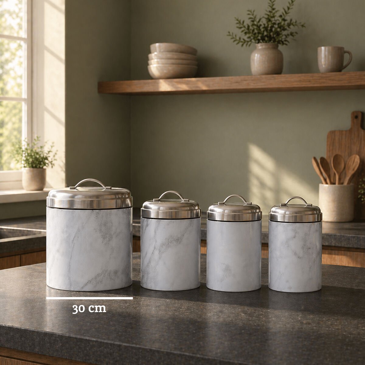 Orsina Easton 4 Piece Marble Effect Kitchen Storage Set - Image 2