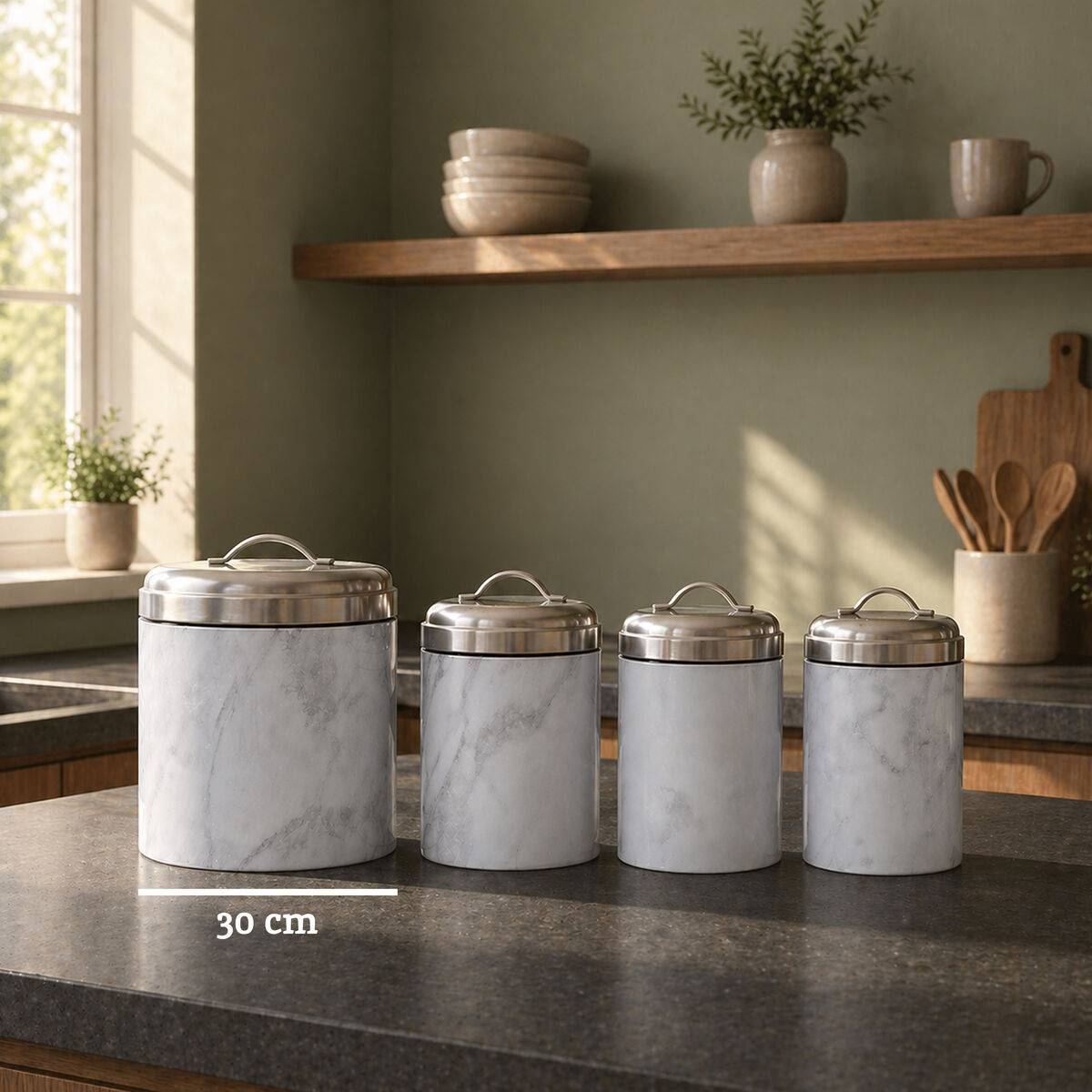 Orsina Easton 4 Piece Marble Effect Kitchen Storage Set - Image 2