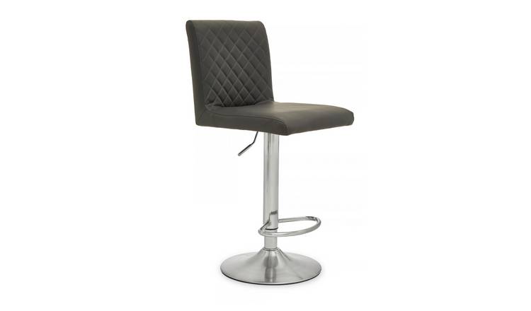 Orsina Baina Faux Leather Adjustable Swivel Bar Stool – Dark Grey & Chrome