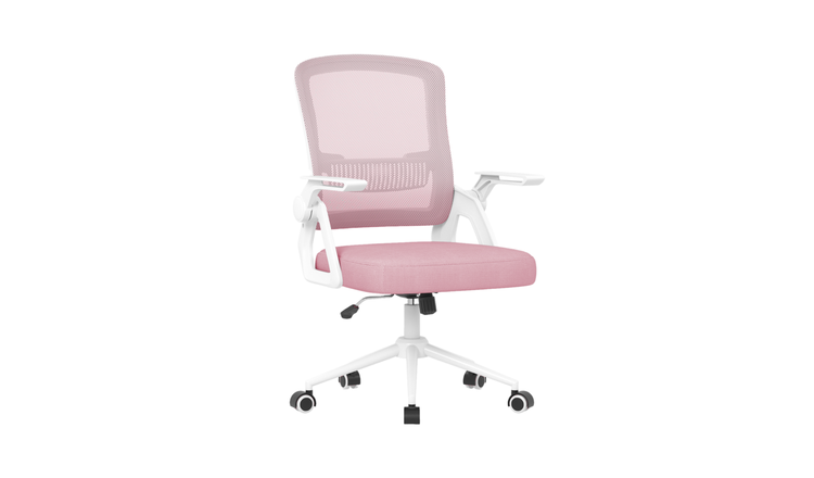 Rattantree Swivel Office Chair 90 Degree Flip Up Armrest Lumbar Support - Pink