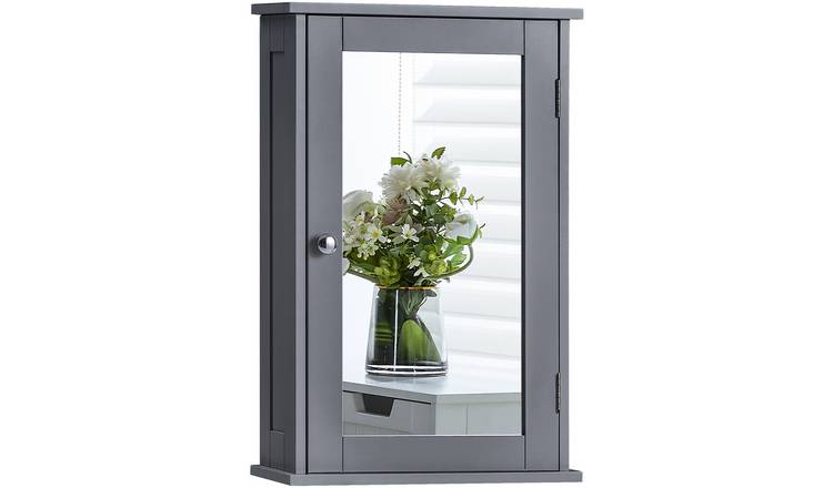 Bath Vida Priano 1 Door Mirrored Wall Cabinet - Grey