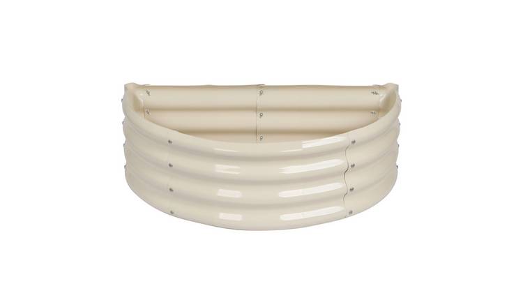 Harbour Housewares Semicircular Steel Raised Garden Bed - 90cm x 45cm - Ivory