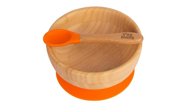 Tiny Dining Children's Bamboo Suction Bowl & Spoon Set - Orange