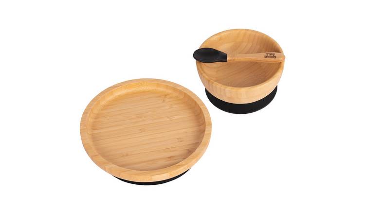Tiny Dining Children's Bamboo Suction Round Dinner Set - Black