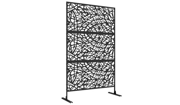 Outsunny Metal Freestanding Garden Privacy Screen with Expansion Screws - Black
