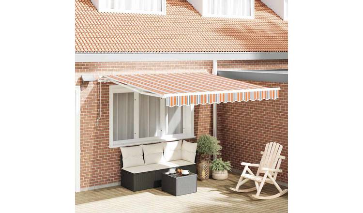 Walplus Polyester Retractable Awning - Multicolour - 300 x 250 cm