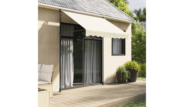 Walplus Polyester Retractable Awning - Cream - 250 x 150 cm