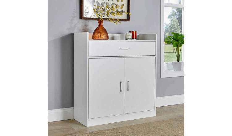 Home Source Novara 2 Door 1 Drawer Shoe Cabinet - White