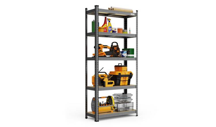 VonHaus 5 Tier Small Pack of 2 Heavy Duty Garage Shelving Units - Grey