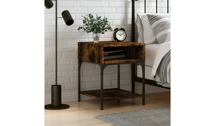 Walplus Engineered Wood Bedside Table - Dark Oak - 40 x 41 x 50 cm