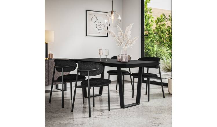Furniture Online Aria Black Dining Table & 6 Myla Black Chairs
