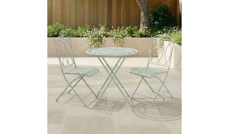 Charles Bentley Decorative Rustic Metal Garden Bistro Set - Green