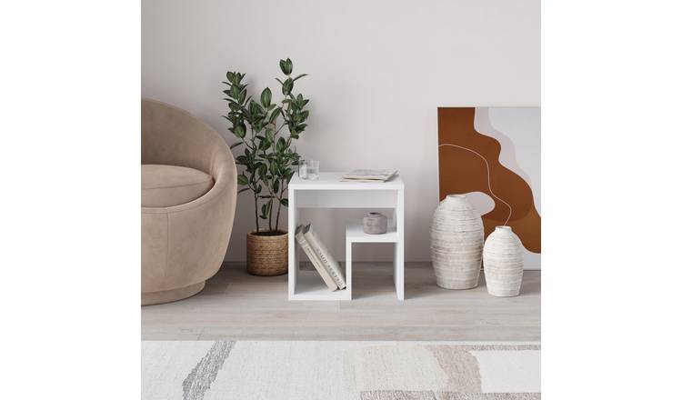 Decortie Bon Particleboard Melamine Side Table - White