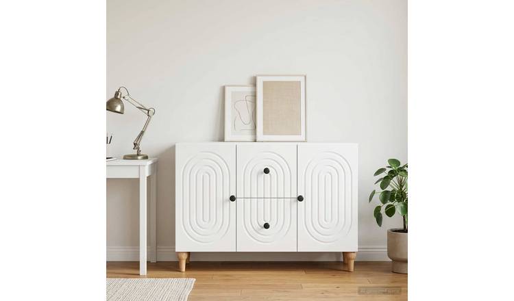 Walplus Engineered Wood TV Cabinet with Drawers - White - 89 x 34.5 x 60 cm