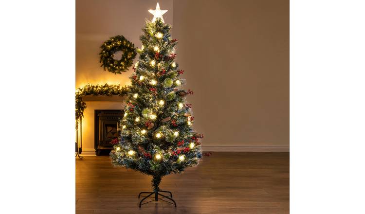 Christmas Tree World 6ft Frosted LED Pine Fibre Optic Tree