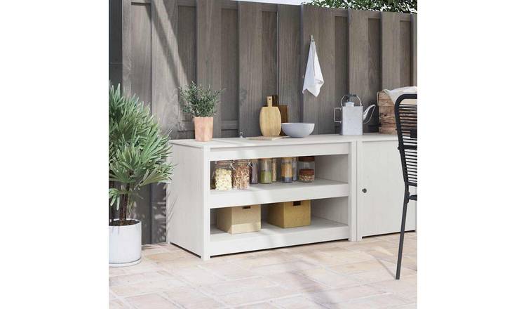Walplus Solid Pine Storage Cabinet - White - 106 x 55 x 64 cm