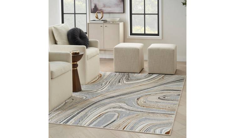 Mega Flooring Grey Modern Abstract Rug - 119 x 180cm