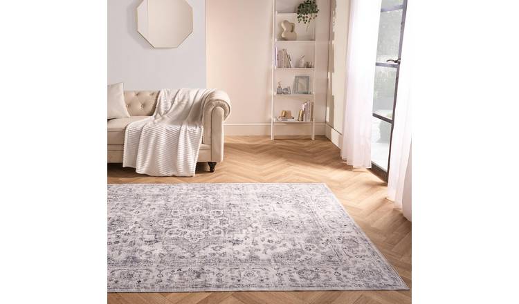 OHS Vintage Printed Washable Rug - 120 x 170cm - Grey