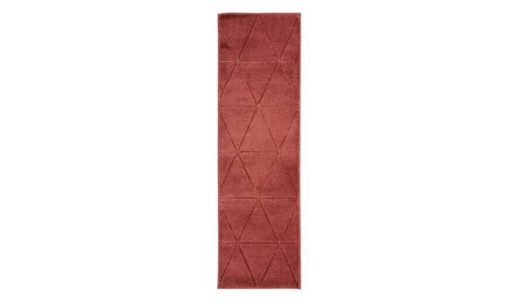 Mega Flooring Red Modern Geometric Rug - 60 x 200cm