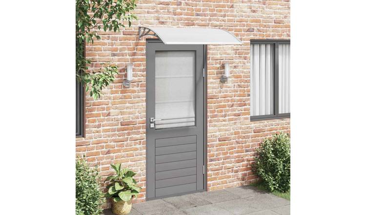 Walplus Door Canopy - Grey Brackets and Transparent Sheets - 120 x 75 cm