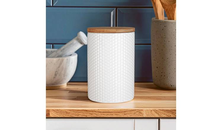 Orsina Geome 750ml Canister with Bamboo Lid – White