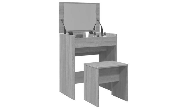 Walplus Dressing Table and Stool - Grey Sonoma - 60 x 40 x 113.5 cm
