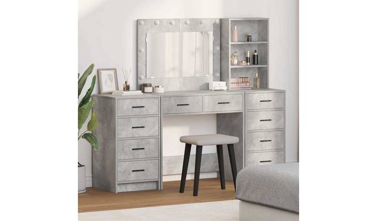 Walplus 3 Piece Dressing Table - Concrete Grey - 78.5 x 41 x 135 cm