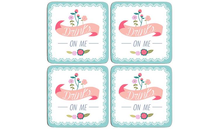 Orsina Amelie Set Of 4 Cork Coasters - Assorted