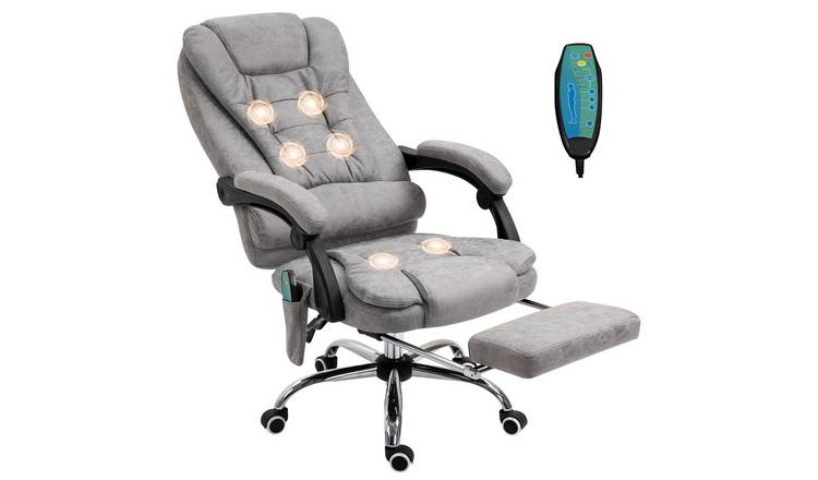 Vinsetto 6 Point Vibrating Massage Heated Lumbar Office Chair - Grey