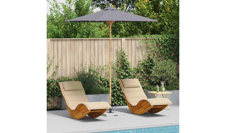 Walplus Round Garden Parasol - Dark Grey - 240 x 240 x 260 cm