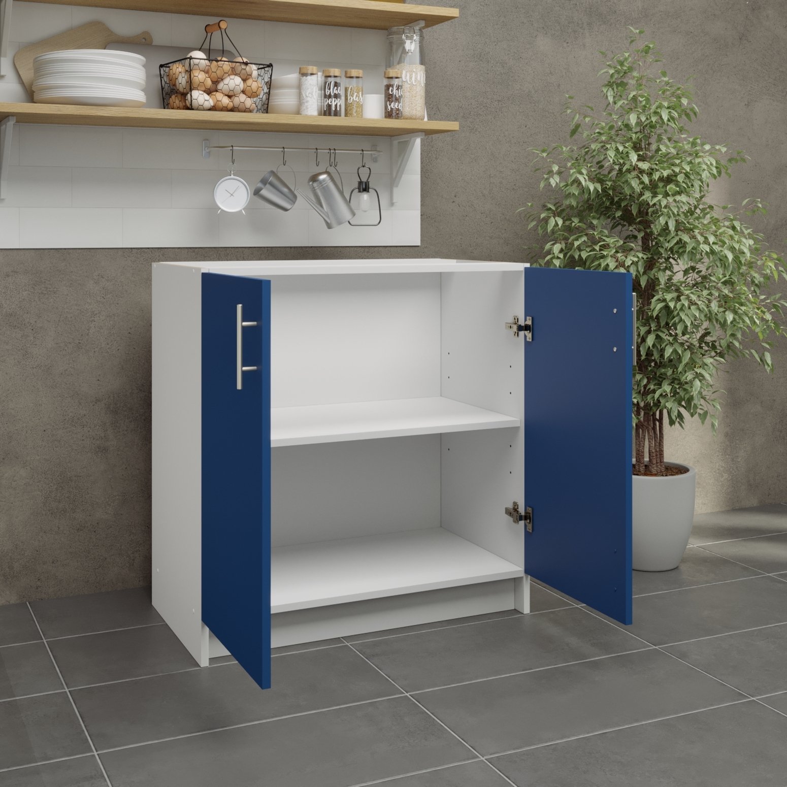 JD Greta 800mm Base Cabinet with 2 Doors - Navy Blue Matt - Image 2