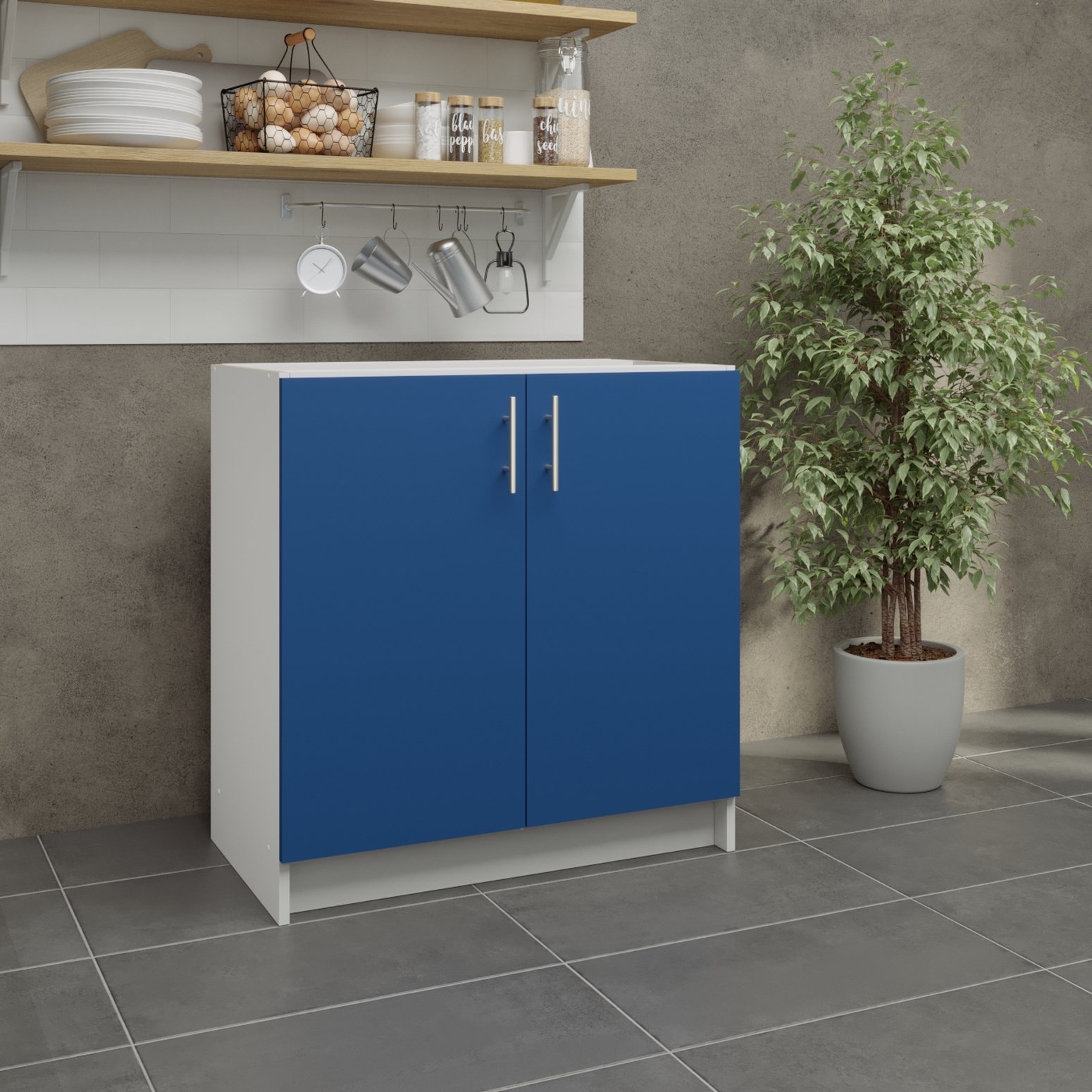 JD Greta 800mm Base Cabinet with 2 Doors - Navy Blue Matt - Image 3