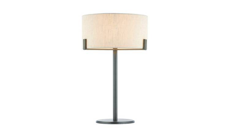 Loops Direct Steel and Fabric Table Lamp - Brushed Bronze and Natural Linen