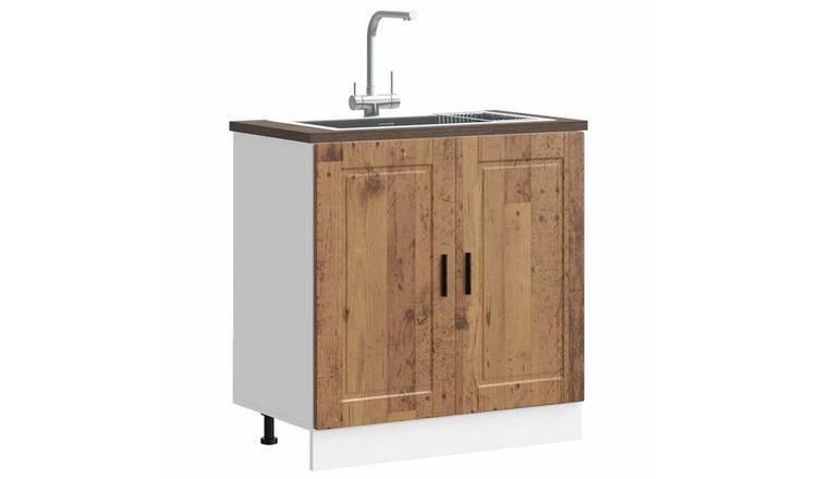 Walplus Engineered Wood Porto Sink Base Cabinet - Dark Wood - 80 x 46 x 81.5 cm