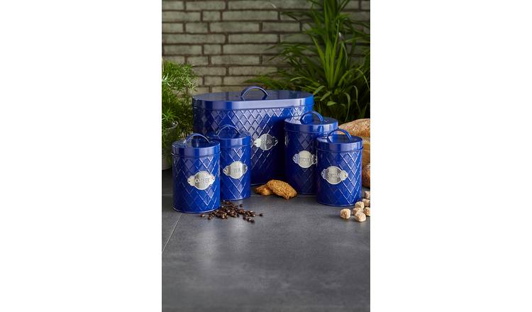 Neo Embossed 5 Piece Kitchen Canister Set Navy