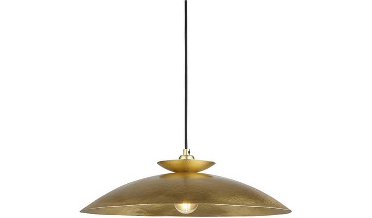 Loops Direct Brass Hanging Ceiling Pendant Light - Hammered Brass