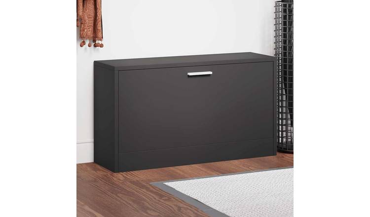 Walplus Engineered Wood Shoe Bench - Black - 80 x 24 x 45 cm