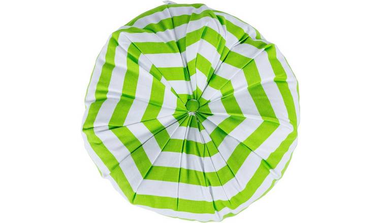 Homescapes Green and White Stripe Pleated Floor Cushion - Round