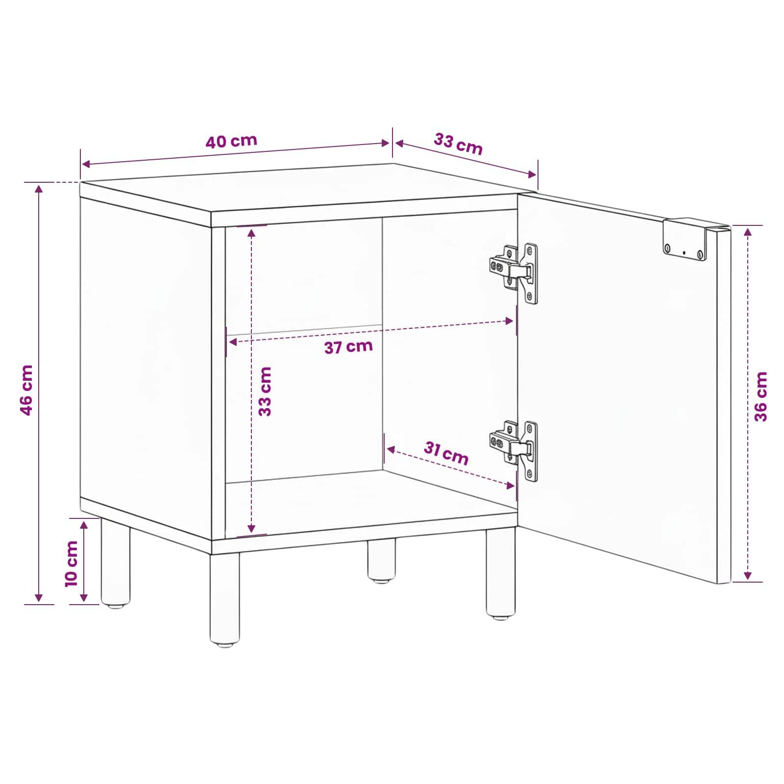 Walplus Pack of 2 Solid Wood Bedside Cabinet - Brown - 40 x 33 x 46 cm - Image 9