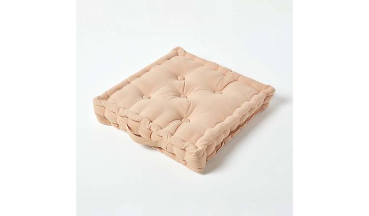 Homescapes Cotton Floor Cushion - 40 x 40 cm - Natural Beige